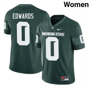 Cam Edwards #0 Michigan State Spartans Green College Stitch Jersey - Premium Women's Football Edition 61715197