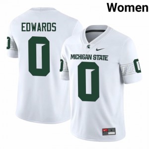 Authentic Cam Edwards Michigan State #0 White Jersey - Women's NCAA Football Elite Collection 56752368