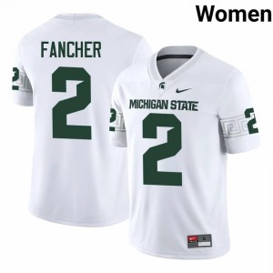 Cam Fancher Collection: MSU #2 White High School Embroidery Women's Football Jersey 74560998