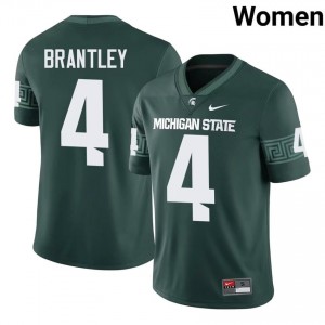 Charles Brantley #4 Michigan State Spartans Green College Stitch Jersey - Premium Women's Football Edition 88990053