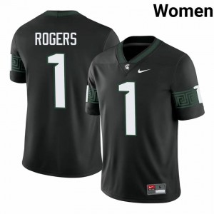 Charles Rogers Collection: MSU #1 Black High School Stitched Women's Football Jersey 40500350