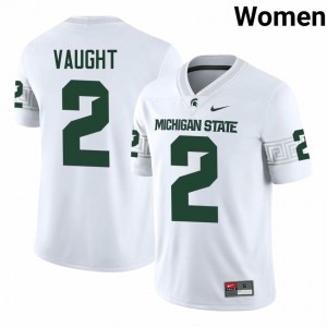 #2 Devin Vaught MSU Spartans White Women's Jersey - Official University Embroidery Football Uniform 36371118