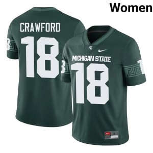 Authentic Dion Crawford Michigan State #18 Green Jersey - Women's NCAA Football Elite Collection 17846980