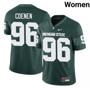 #96 Eli Coenen MSU Spartans Green Women's Jersey - Official University Stitch Football Uniform 99255918