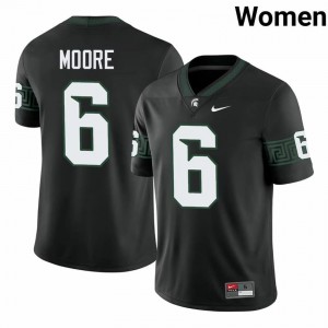 Fredrick Moore Collection: MSU #6 Black High School Stitched Women's Football Jersey 33356066