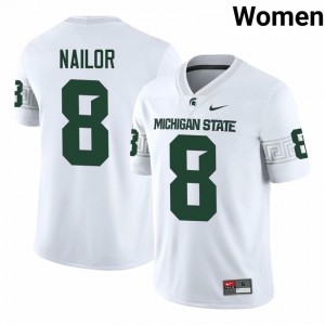 White Spartans #8 Jalen Nailor Women's Player Jersey - Heavy-Duty Embroidery Football Uniform 58289262