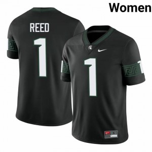 Jayden Reed Collection: MSU #1 Black High School Stitched Women's Football Jersey 94418492