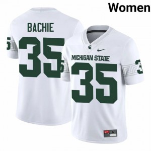 Joe Bachie Collection: MSU #35 White High School Embroidery Women's Football Jersey 11258780