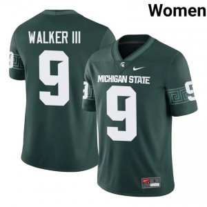Authentic Kenneth Walker III Michigan State #9 Green Jersey - Women's NCAA Football Elite Collection 88761470