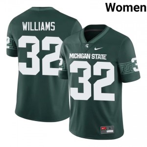 Kenneth Williams Collection: MSU #32 Green High School Stitch Women's Football Jersey 75036721