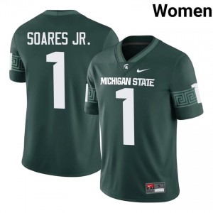 Kenny Soares Jr. Collection: MSU #1 Green High School Stitch Women's Football Jersey 57628800
