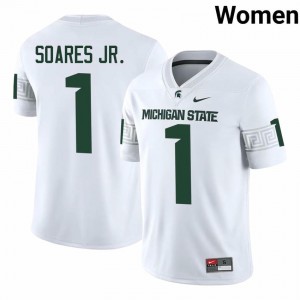 Kenny Soares Jr. #1 Michigan State Spartans White College Embroidery Jersey - Premium Women's Football Edition 87514291