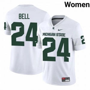 Le'Veon Bell Collection: MSU #24 White High School Embroidery Women's Football Jersey 34345680