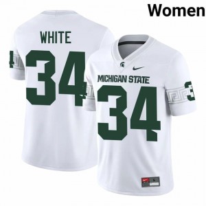 White Spartans #34 Lorenzo White Women's Player Jersey - Heavy-Duty Embroidery Football Uniform 44365364
