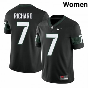 #7 Michael Richard MSU Spartans Black Women's Jersey - Official University Stitched Football Uniform 74107326