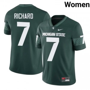 Authentic Michael Richard Michigan State #7 Green Jersey - Women's NCAA Football Elite Collection 74829341