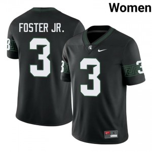 Authentic Montorie Foster Jr. Michigan State #3 Black Jersey - Women's NCAA Football Elite Collection 83806994
