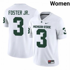 Montorie Foster Jr. #3 Michigan State Spartans White College Embroidery Jersey - Premium Women's Football Edition 35305408