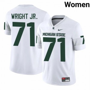Authentic Robert Wright Jr. Michigan State #71 White Jersey - Women's NCAA Football Elite Collection 66529379