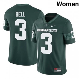 Authentic Tre Bell Michigan State #3 Green Jersey - Women's NCAA Football Elite Collection 68476788