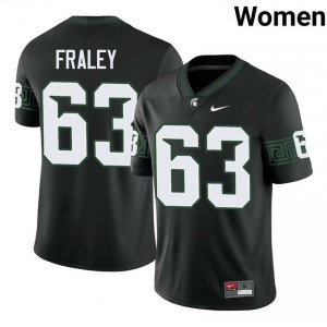 #63 Trent Fraley MSU Spartans Black Women's Jersey - Official University Stitched Football Uniform 45354971