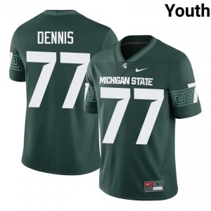 Green Spartans #77 Andrew Dennis Youth Player Jersey - Heavy-Duty Stitch Football Uniform 54532018