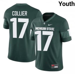 #17 Braylon Collier MSU Spartans Green Youth Jersey - Official University Stitch Football Uniform 98266778