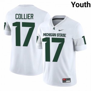 Braylon Collier Collection: MSU #17 White High School Embroidery Youth Football Jersey 27414422