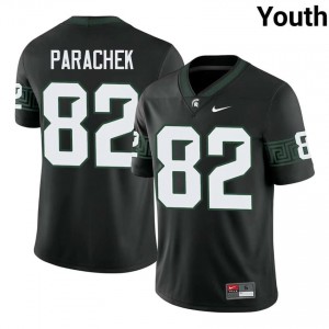 #82 Brennan Parachek MSU Spartans Black Youth Jersey - Official University Stitched Football Uniform 72984041