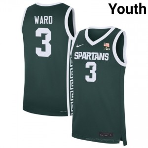 Cam Ward Collection: Michigan State Spartans #3 Green College Embroidery Youth Basketball Jersey 20644479