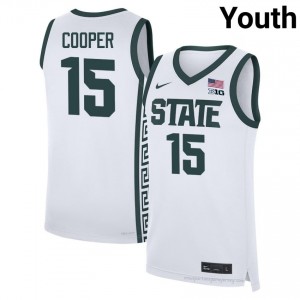 Carson Cooper Collection: MSU Spartans #15 White NCAA Stitched Youth Basketball Jersey 67125947