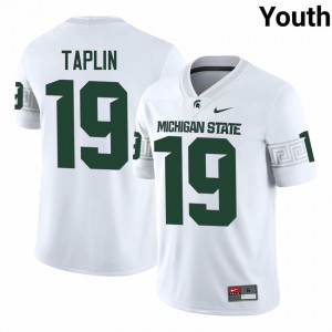 #19 Charles Taplin MSU Spartans White Youth Jersey - Official University Embroidery Football Uniform 88883514