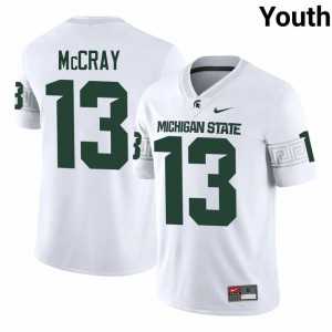 #13 Chrishon McCray MSU Spartans White Youth Jersey - Official University Embroidery Football Uniform 39820846