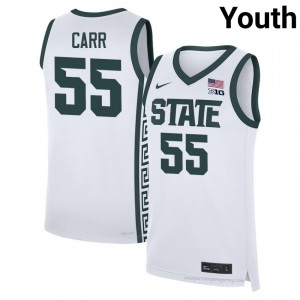 Coen Carr #55 Spartans White University Jersey - Premium Youth Basketball Edition 92816662