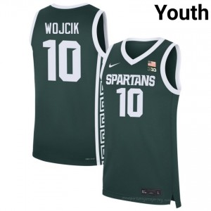 Green MSU #10 Denham Wojcik Youth Player Jersey - Heavy-Duty Stitched Basketball Uniform 94530262