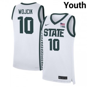 #10 Denham Wojcik Spartans White Youth Jersey - Heavy-Duty Stitched Basketball Uniform 12195007