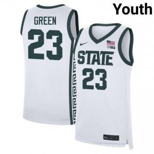 Draymond Green Collection: Spartans #23 White University Stitched Youth Basketball Jersey 99149579