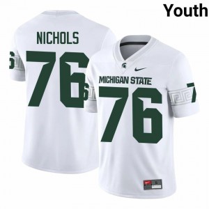 Drew Nichols Collection: MSU #76 White High School Embroidery Youth Football Jersey 67836300