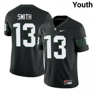 #13 Isaac Smith MSU Spartans Black Youth Jersey - Official University Stitched Football Uniform 60036465