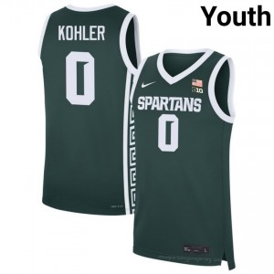 Jaxon Kohler Collection: Michigan State Spartans #0 Green College Embroidery Youth Basketball Jersey 37351026