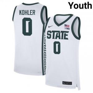 Jaxon Kohler #0 MSU Spartans White NCAA Jersey - Premium Youth Basketball Edition 86235210