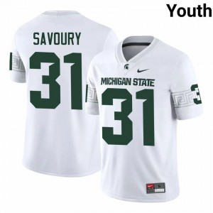Authentic Jayden Savoury Michigan State #31 White Jersey - Youth NCAA Football Elite Collection 64931136