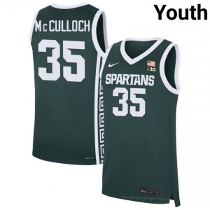 Authentic Jesse McCulloch Michigan State Spartans #35 Green Jersey - Youth College Hoops Elite Collection 78487925