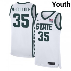 White MSU Spartans #35 Jesse McCulloch Youth NCAA Jersey - Heavy-Duty Stitched Basketball Uniform 61366737