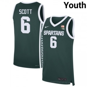 Jordan Scott #6 Michigan State Spartans Green College Jersey - Premium Youth Basketball Edition 59309910