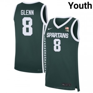 Authentic Kaleb Glenn MSU #8 Green Jersey - Youth Player Hoops Elite Collection 89644111