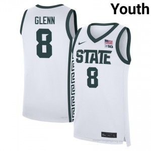 White Spartans #8 Kaleb Glenn Youth University Jersey - Heavy-Duty Stitched Basketball Uniform 62043975