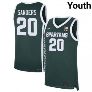 Authentic Nick Sanders MSU #20 Green Jersey - Youth Player Hoops Elite Collection 16914520