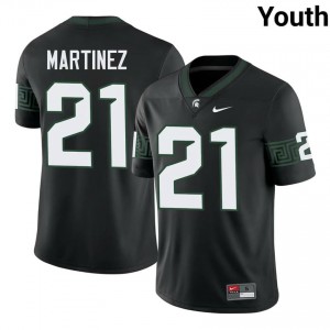 #21 Nikai Martinez MSU Spartans Black Youth Jersey - Official University Stitched Football Uniform 16790277