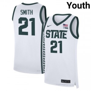 #21 Steve Smith MSU Spartans White Youth Jersey - Heavy-Duty Stitched Basketball Uniform 61258431